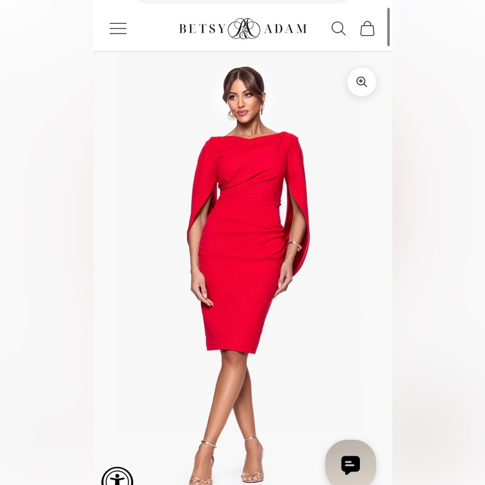 Betsy & Adam Vibrant Red Long Sleeve Dress